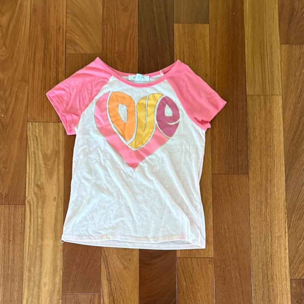 Ally B Pink and White Love Tee